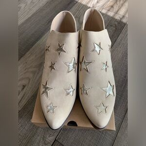 Seven7 Cream Ankle Boots with Silver Star Accents